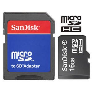 Sandisk 16GB MicroSD Card & SD Adapter